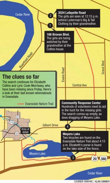 Map: Clues found in hunt for missing girls